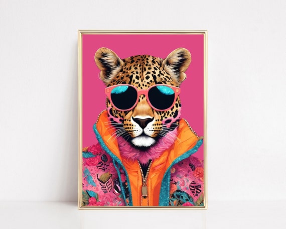 Leopard Fashion Wall Art Print Funky Leopard Portrait