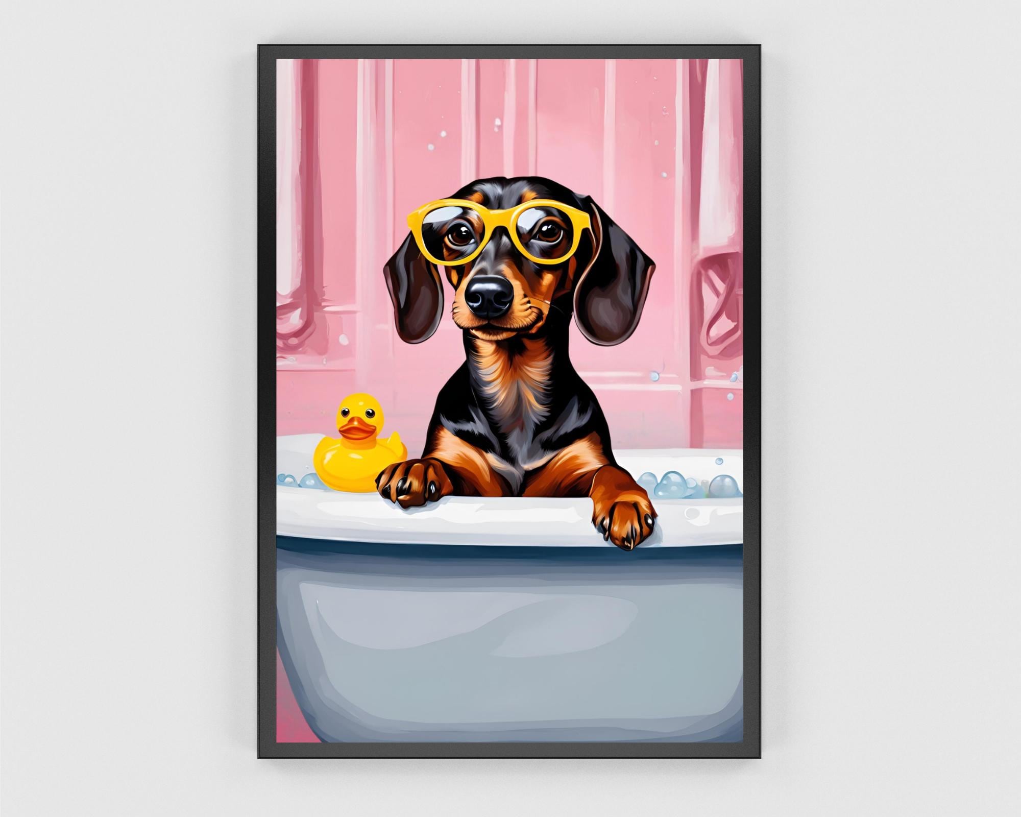 Dachshund Bath Art Print Dachshund Funny Bathroom Wall Art Dog and ...