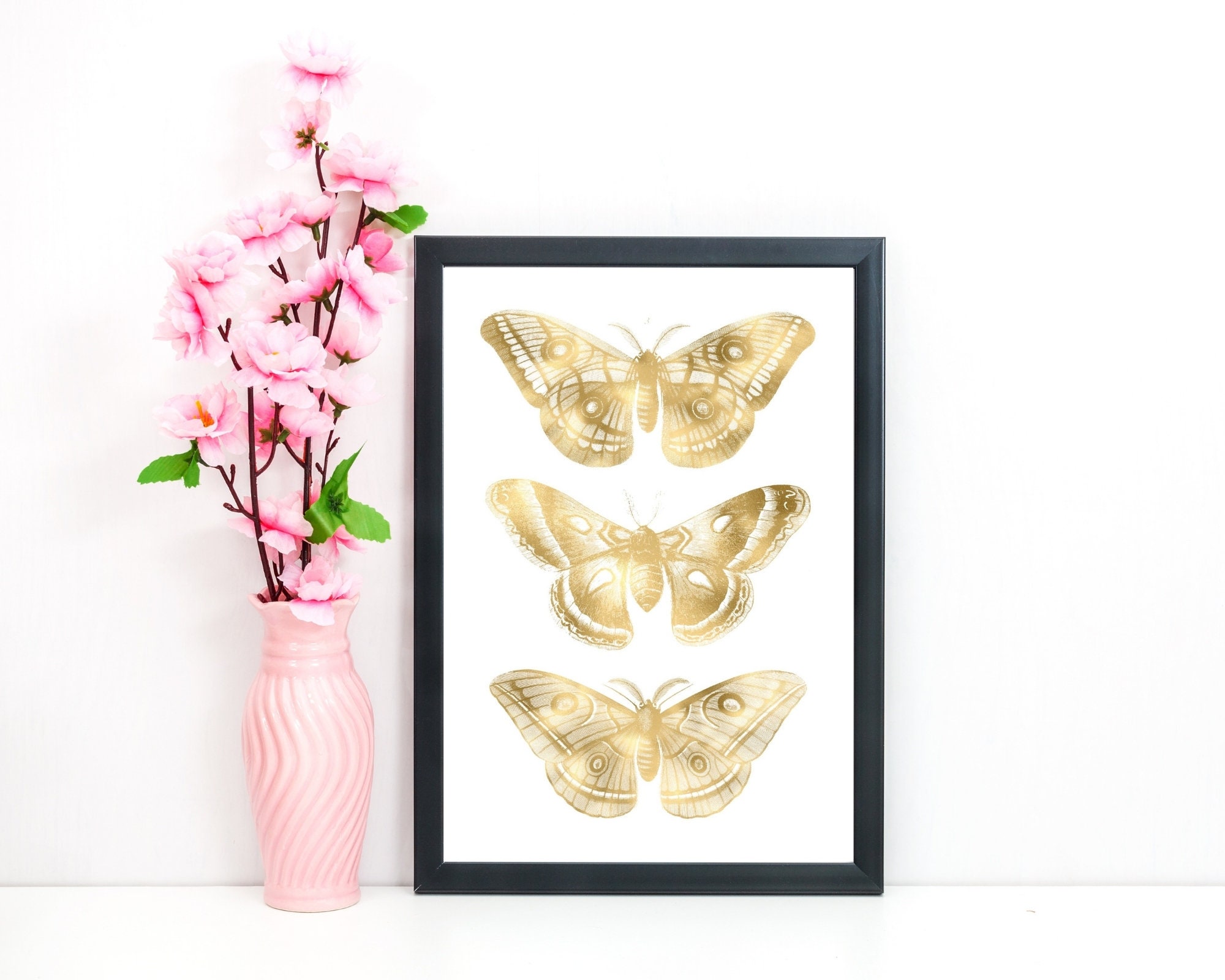 Butterfly Print Gold Butterflies Butterflies Print Etsy UK