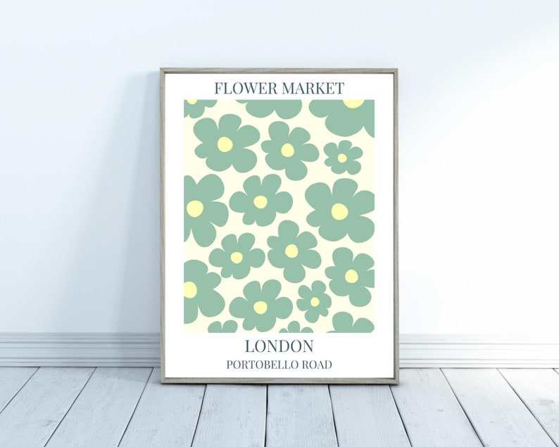 Flower Market Art Prints, Portobello Road London Print, Flower Market London, PRINTABLE, Flower Market Wall Art, City Print, Gallery Wall image 5