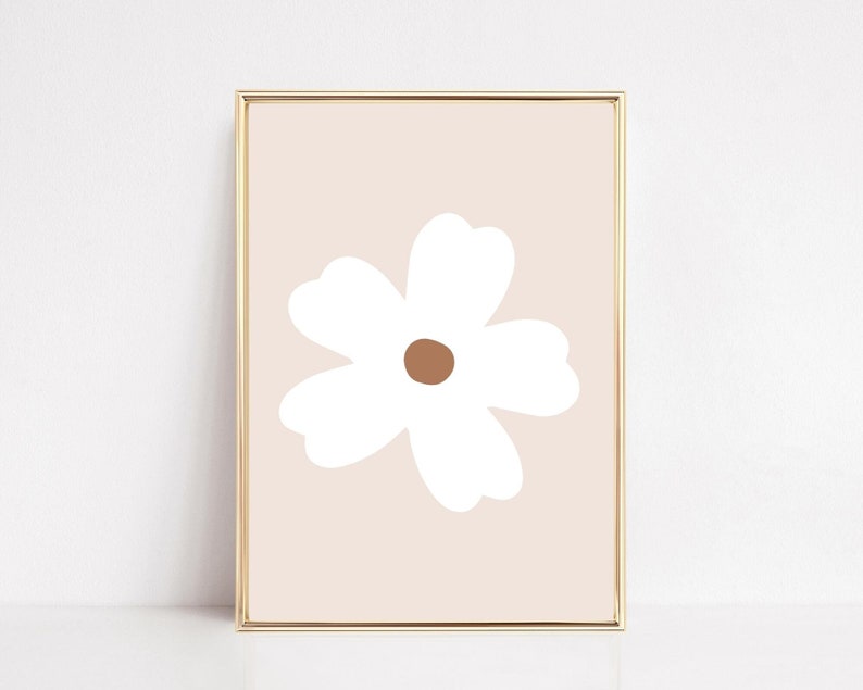 Daisy Art Print, Daisies Wall Art, Flower Poster, Retro Flower Print, Neutral Nursery Decor, Floral Print, Wildflowers Art, Flowers Decor image 1