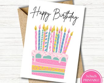 Printable Birthday Card Birthday Card Instant Download 5x7 Birthday Card Digital Download Printable Greeting Cards Happy Birthday Card