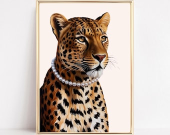 Leopard Print Wall Art Cheetah Wall Print Pink Leopard Art Print Digital Download Preppy Wall Decor Leopard Poster Trendy Dorm Aesthetic