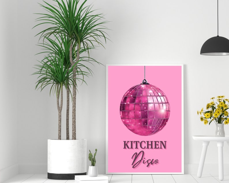Kitchen Disco Wall Art Print Kitchen Poster Disco Ball Print Glitterball Art Colorful Kitchen Decor Retro Style Poster Aesthetic Preppy Art image 5