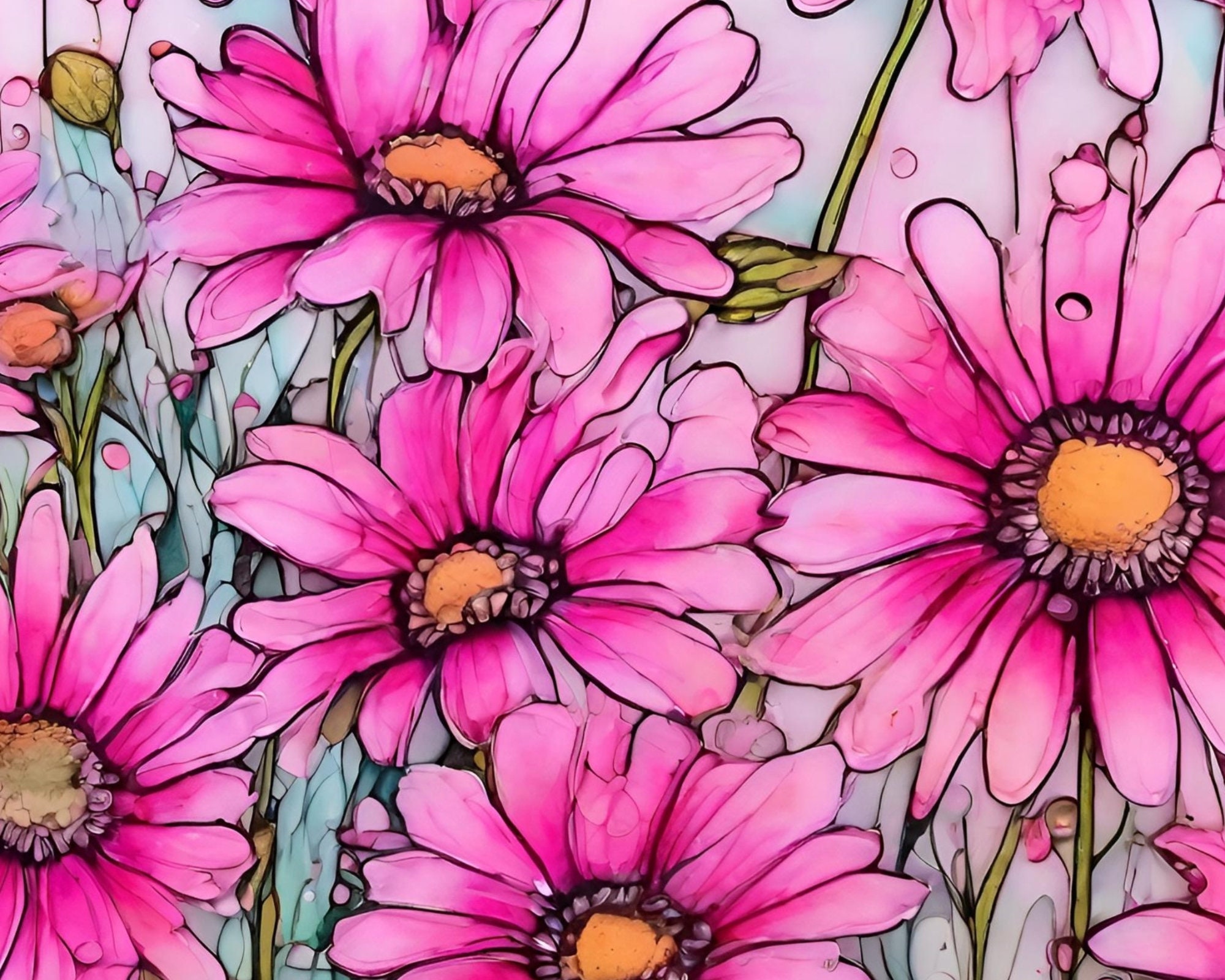 Pink Daisy Print Pink Daisy Flower Art Print Colorful Pink Daisy Wildflower Print ...