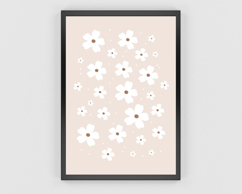 Daisies Art Print, Neutral Daisies Wall Art, Cream Daisies, Flower Poster, PRINTABLE ART, Retro Floral Prints, Boho Home Decor, Gallery Wall image 4