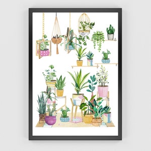 House Plants Wall Art, Indoor Plants Print, Plants Wall Art, Boho House plants, Botanical Poster Print, DIGITAL DOWNLOAD, Houseplants Art image 3