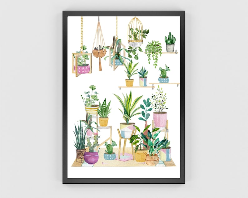 House Plants Wall Art, Indoor Plants Print, Plants Wall Art, Boho House plants, Botanical Poster Print, DIGITAL DOWNLOAD, Houseplants Art image 3