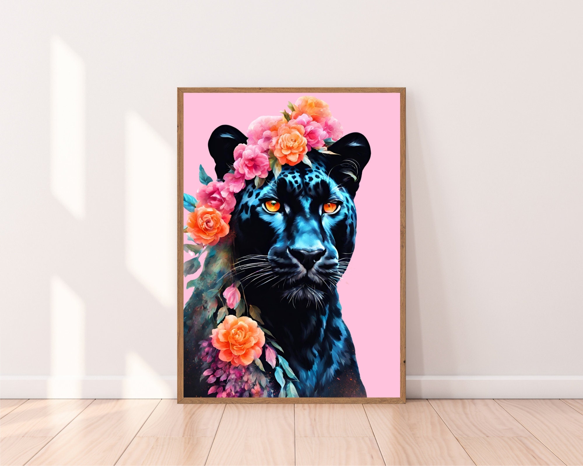 Tropical Panther Art Print Black Panther Poster Amber Eyed Panther ...
