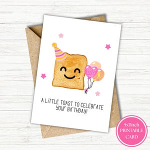 Afdrukbare gelukkige verjaardagskaart digitale download verjaardagskaart A Little Toast-wenskaart 5 x 7 grappige verjaardagskaart schattig Instant Download