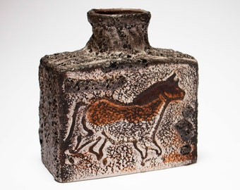 Scheurich Montignac Horse And Bull Flask/Vase 281-19