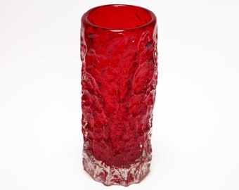 Whitefriars Ruby "Bark" Vase  - Pattern no. 9690