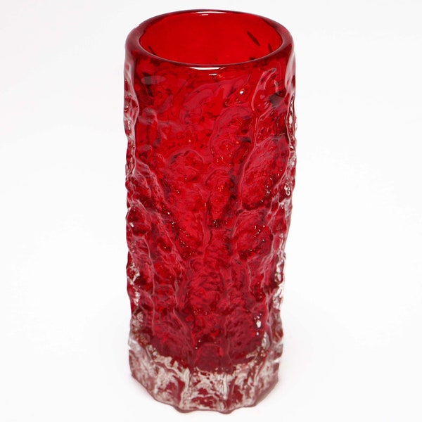 Whitefriars Ruby "Bark" Vase  - Pattern no. 9690