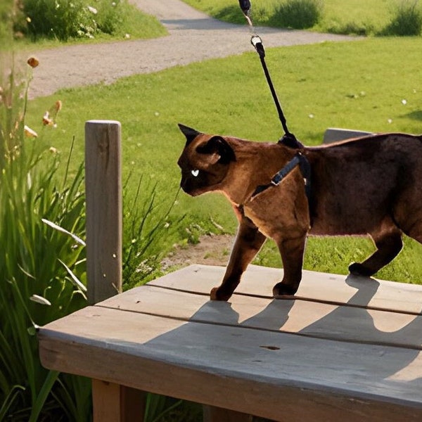 OutBound Cat & Kitten Harness™ - Black Leather - Handcrafted from Bridle leather, escape-proof,