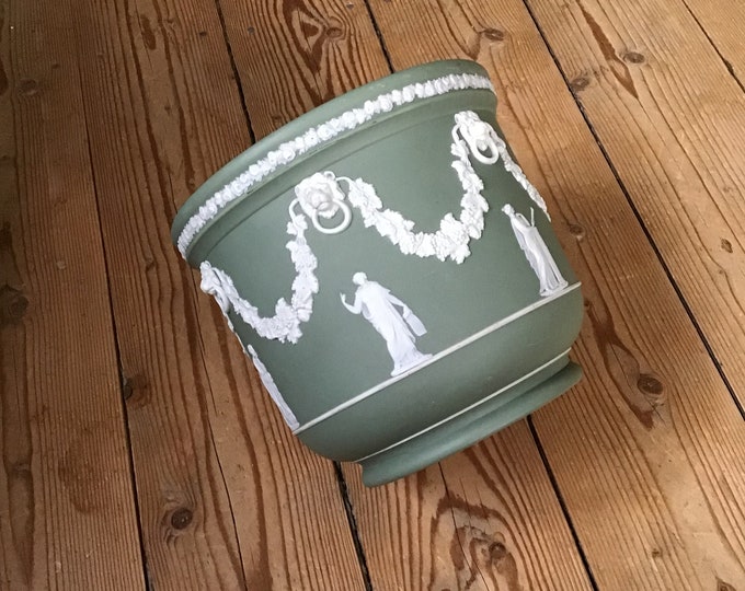 Large Wedgwood Jasperware Sage Green Flower Pot / Planter Etsy