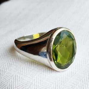 Green Peridot Men's Ring, Gemstone Men's Ring, Ring For Men's, Ring For Gift, Silver Ring, Men's Statement Ring, Sterling Silver Men's Ring,