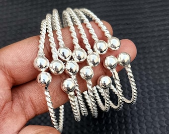 Thick West Indian Bangles,  7- Sterling Silver Bangles, Twisted West Indies Silver Bangles, Silver Boho bangles, Mother&#39;s day gift