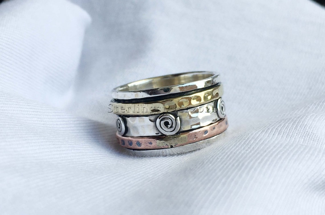 Spinner Ring Silver Band Spinner Ring 925 Sterling Silver Etsy