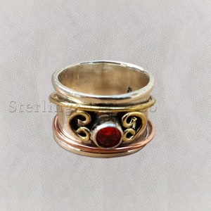 Garnet Spinner Ring 925 Sterling Silver Spinner Ring for - Etsy