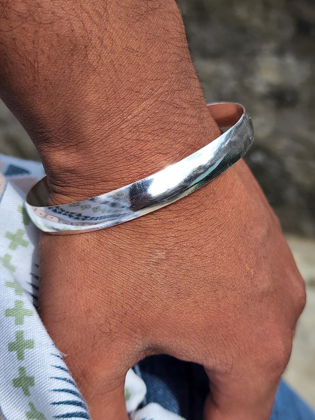 Handmade 925 Sterling Silver Dome Bangle: Minimalist Unisex