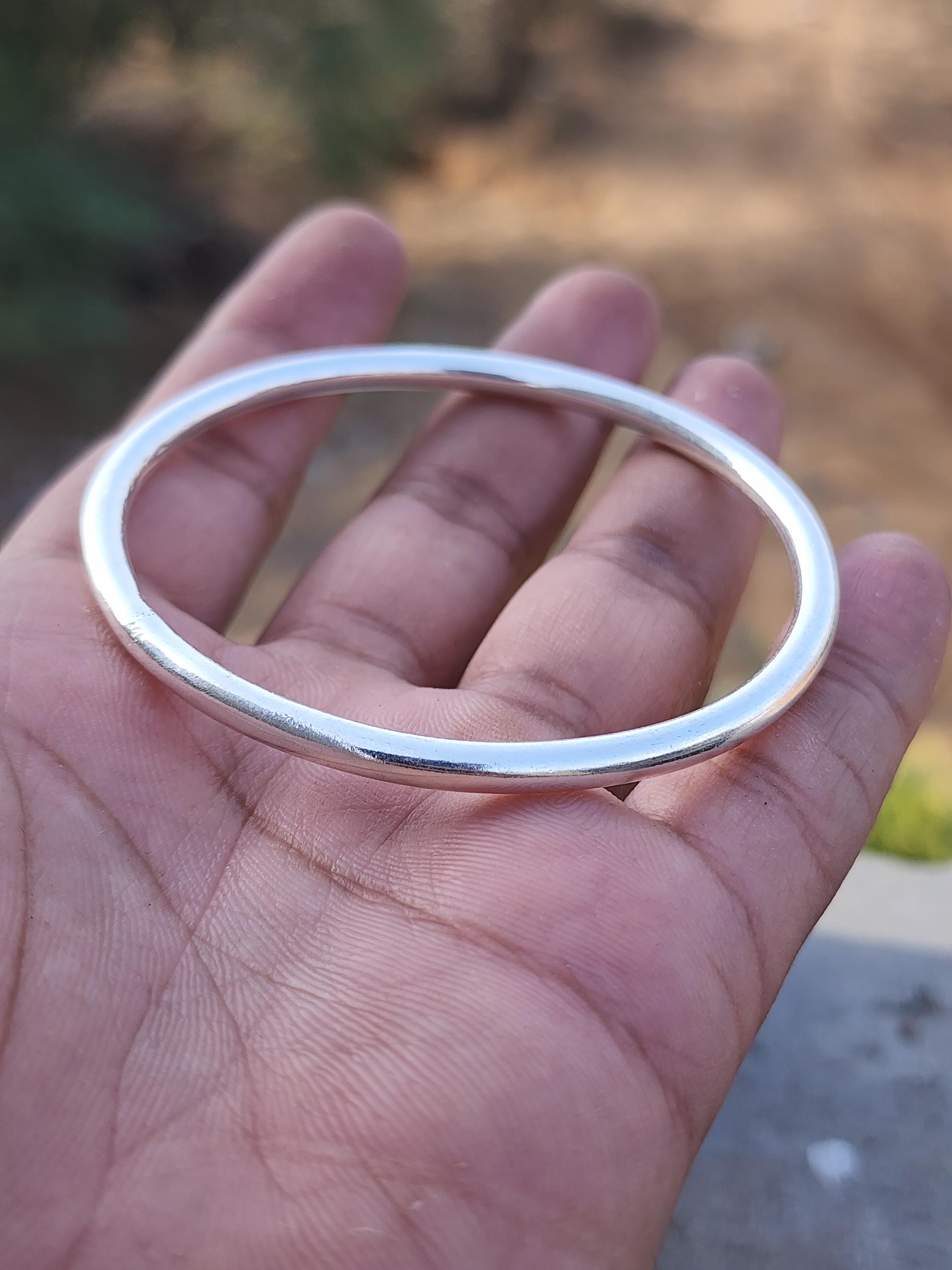 Thick Heavy Silver Bangle, Christmas Gift, 925 Sterling