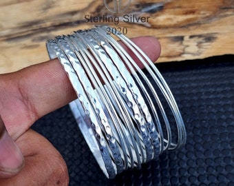 Stacking Bangle in Sterling Silver, Sterling Silver Bangle Set, Set of ...