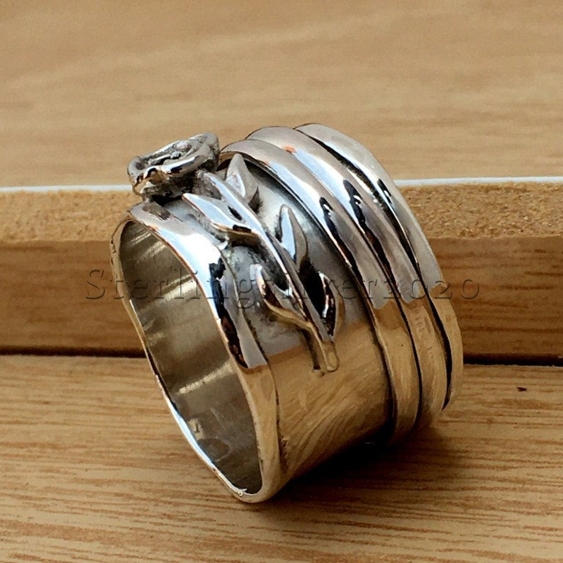 Spinner Ring For Women Silver Ring New Rose Design Silver Spinner Ring Handmade Jewelry Spinner Ring, 925 Sterling Silver Spinner Ring
