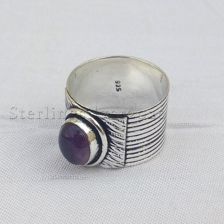 Amethyst Ring Amethyst Spinner Ring 925 Sterling Silver | Etsy