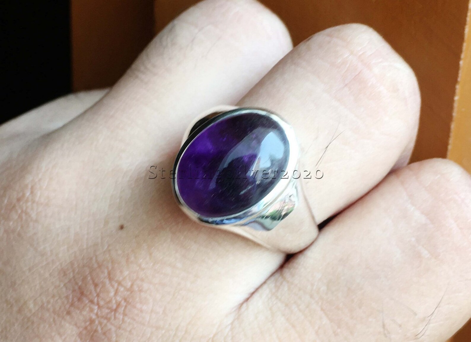 Amethyst Men's Ring 925 Sterling Silver Ring Amethyst Etsy