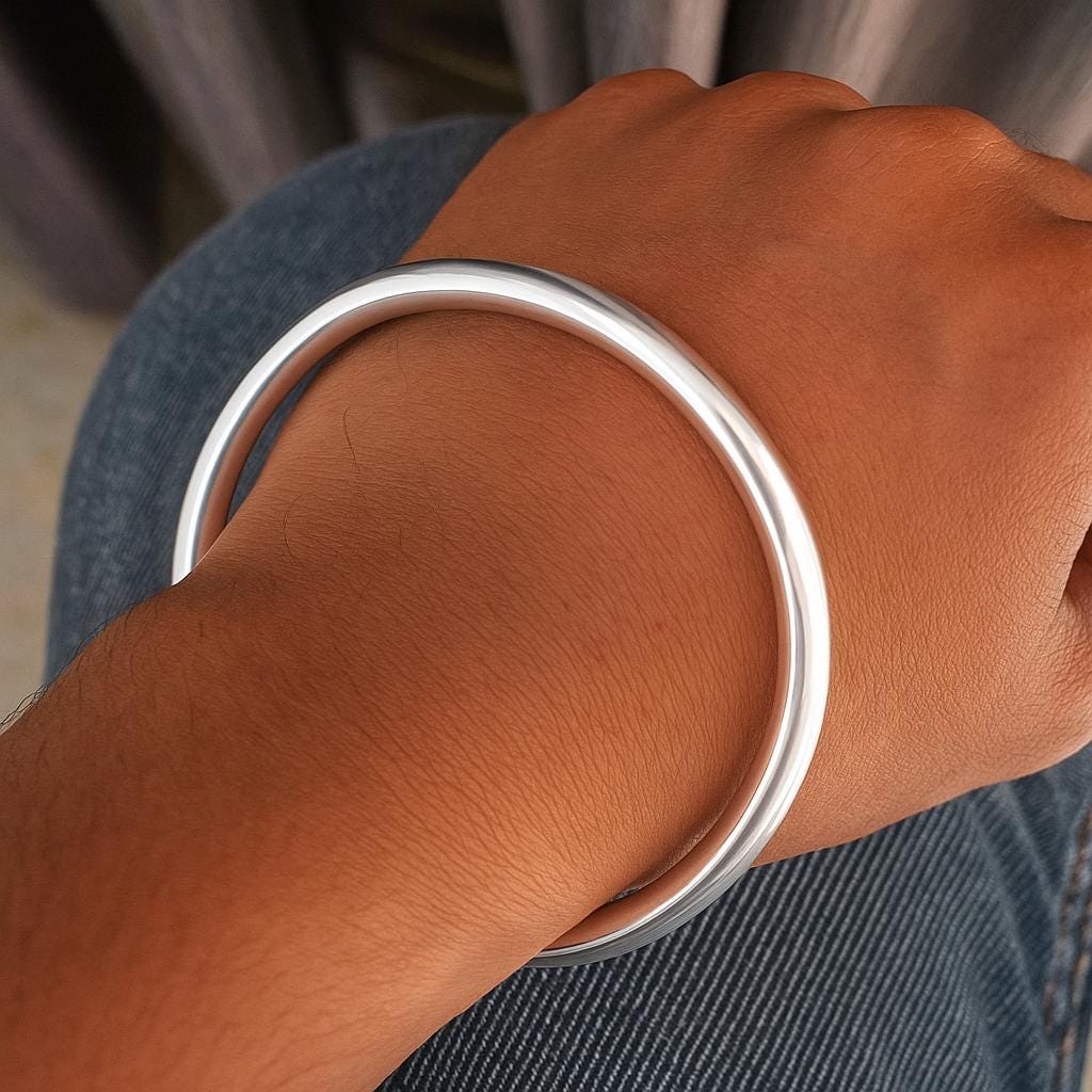 Thick Heavy Silver Bangle, Christmas Gift, 925 Sterling Silver Bangle, Stackable Bangle,Beautiful Bangle,Gift For Her,Chunky Silver Bracelet