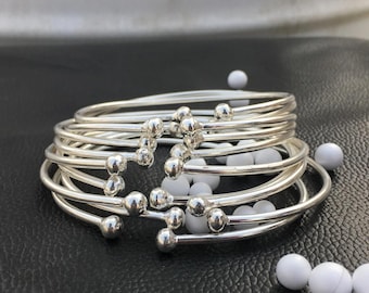 Thick West Indian Bangles, Set Of 7 Bangles, 925 Sterling Silver Bangles, Bangles, West Indian Silver Bangles, Silver Boho bangles for women