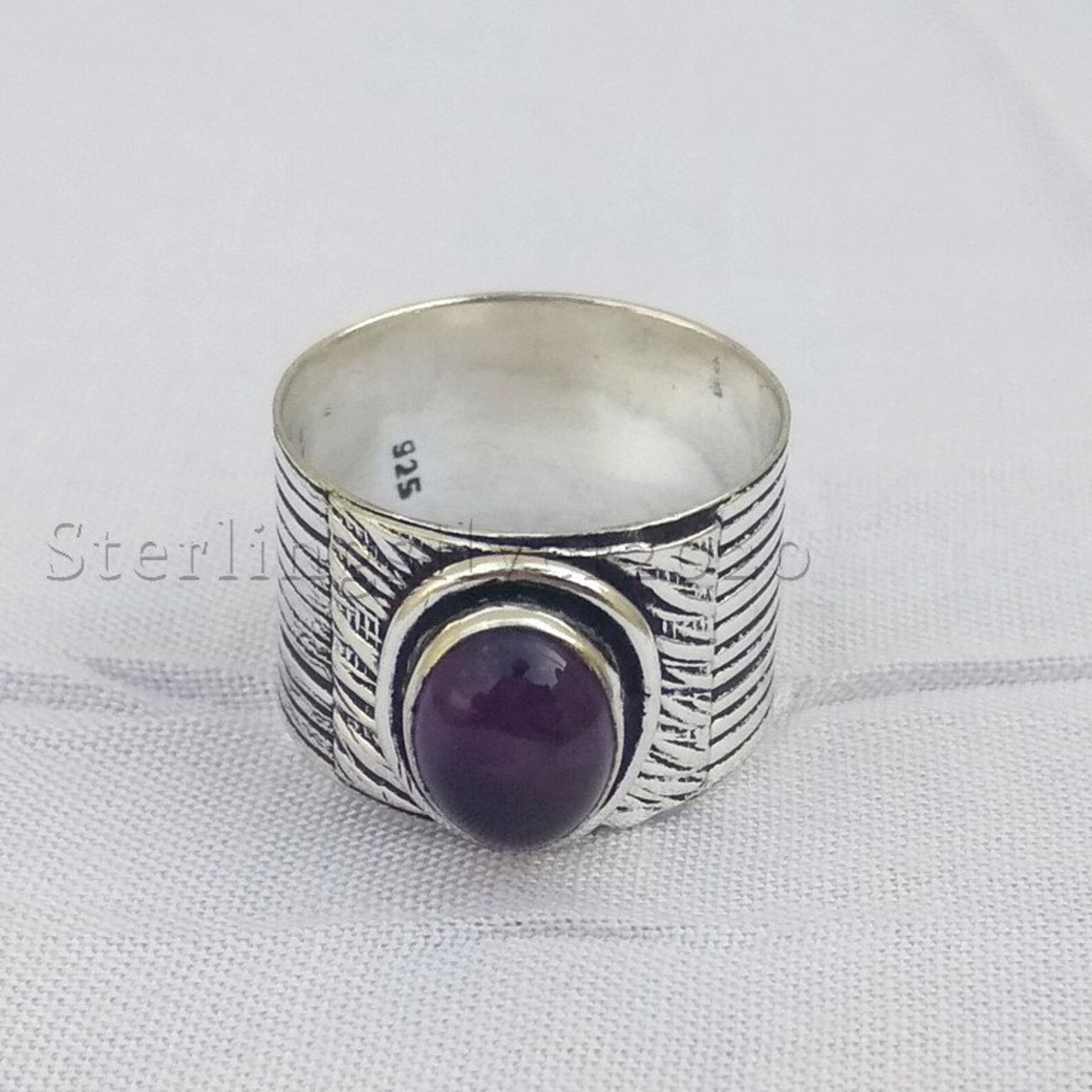 Amethyst Ring Amethyst Spinner Ring 925 Sterling Silver - Etsy