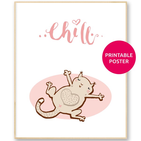 Chill cat · printable poster · digital download