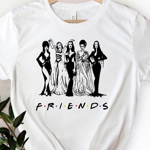 Halloween Friends Squad Goals Shirt,Elvira,Lily Munster,Morticia,Bride of Frankenstein Halloween Shirt,Horror Squad Queens,Halloween Gift