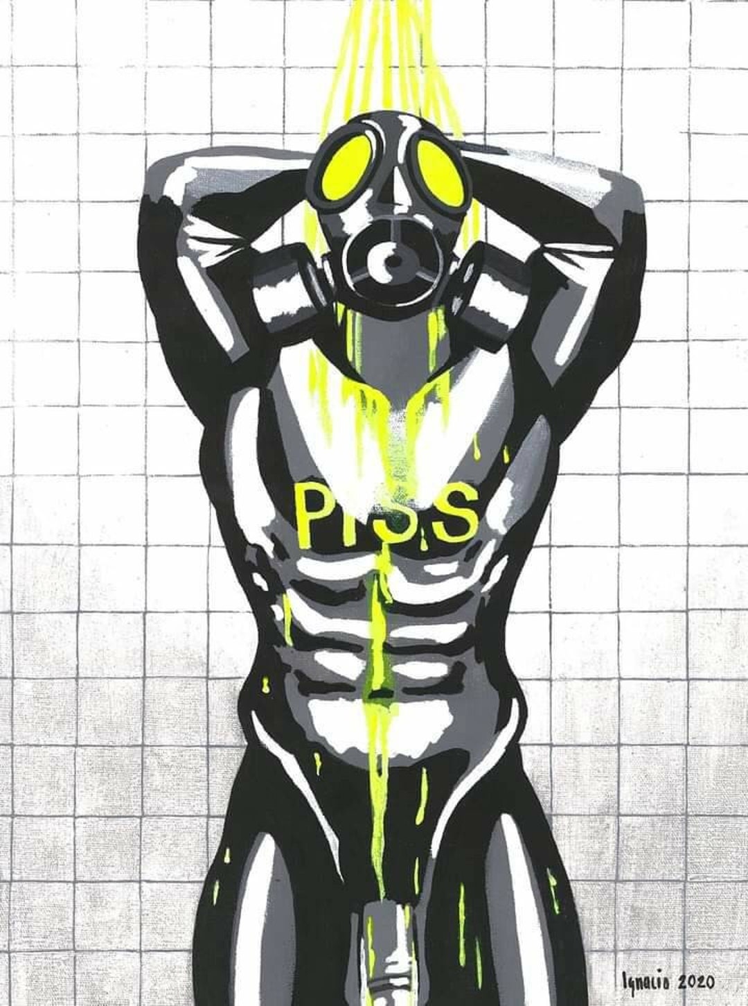 NS, Pisse, homoerotische Kunst, schwuler Sex, Wassersport, schwul, LGBT  Kunst, Fetisch, Gummi, Gasmaske, Kink, limitierte Auflage, handsignierter  Kunstdruck - Etsy.de
