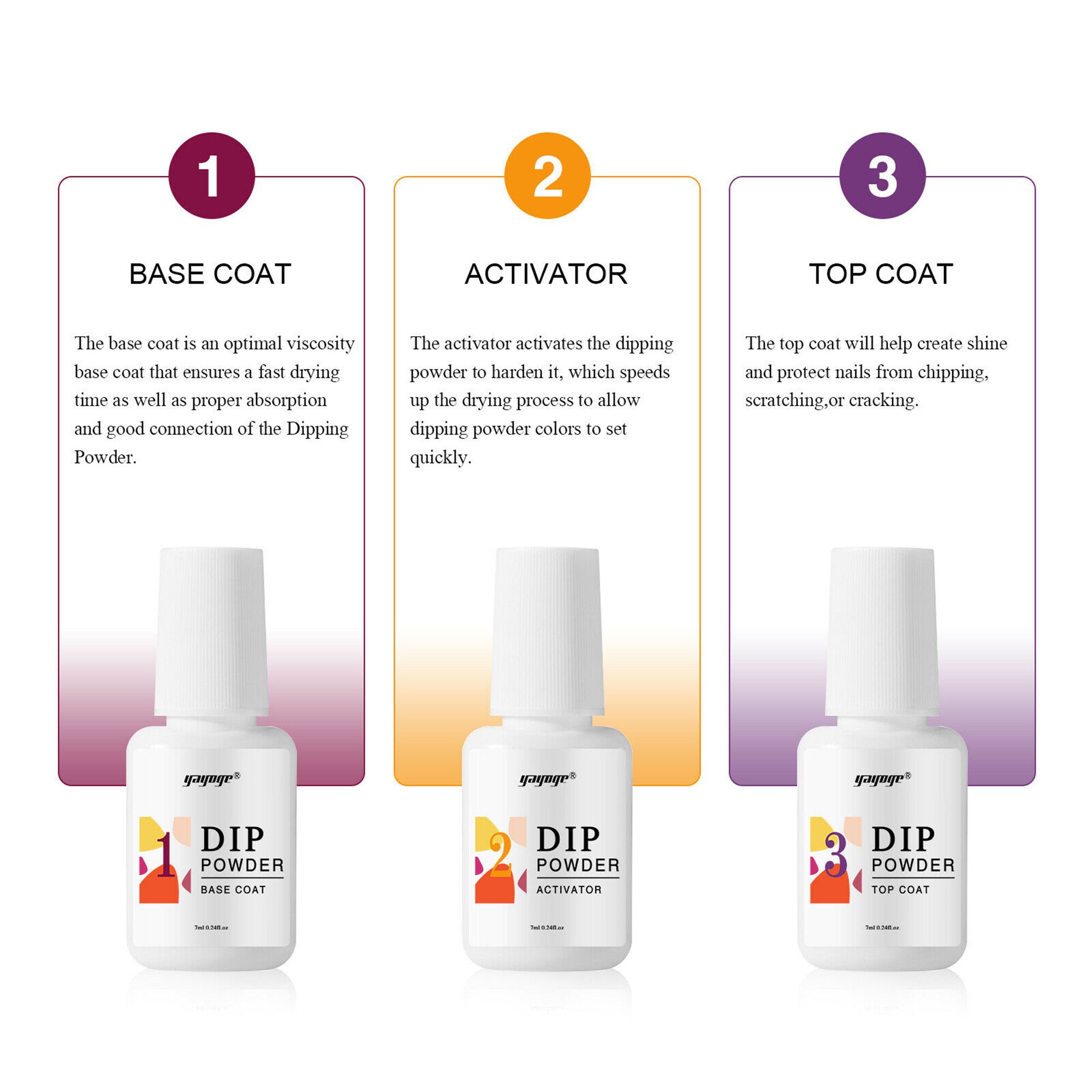 6 Colors Dip Powder Base Top Coat Activator Brush Nail Art Etsy