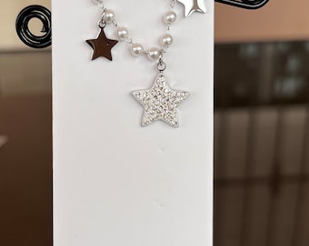 Pulsera Acero Inoxidable Perlas y Estrellas