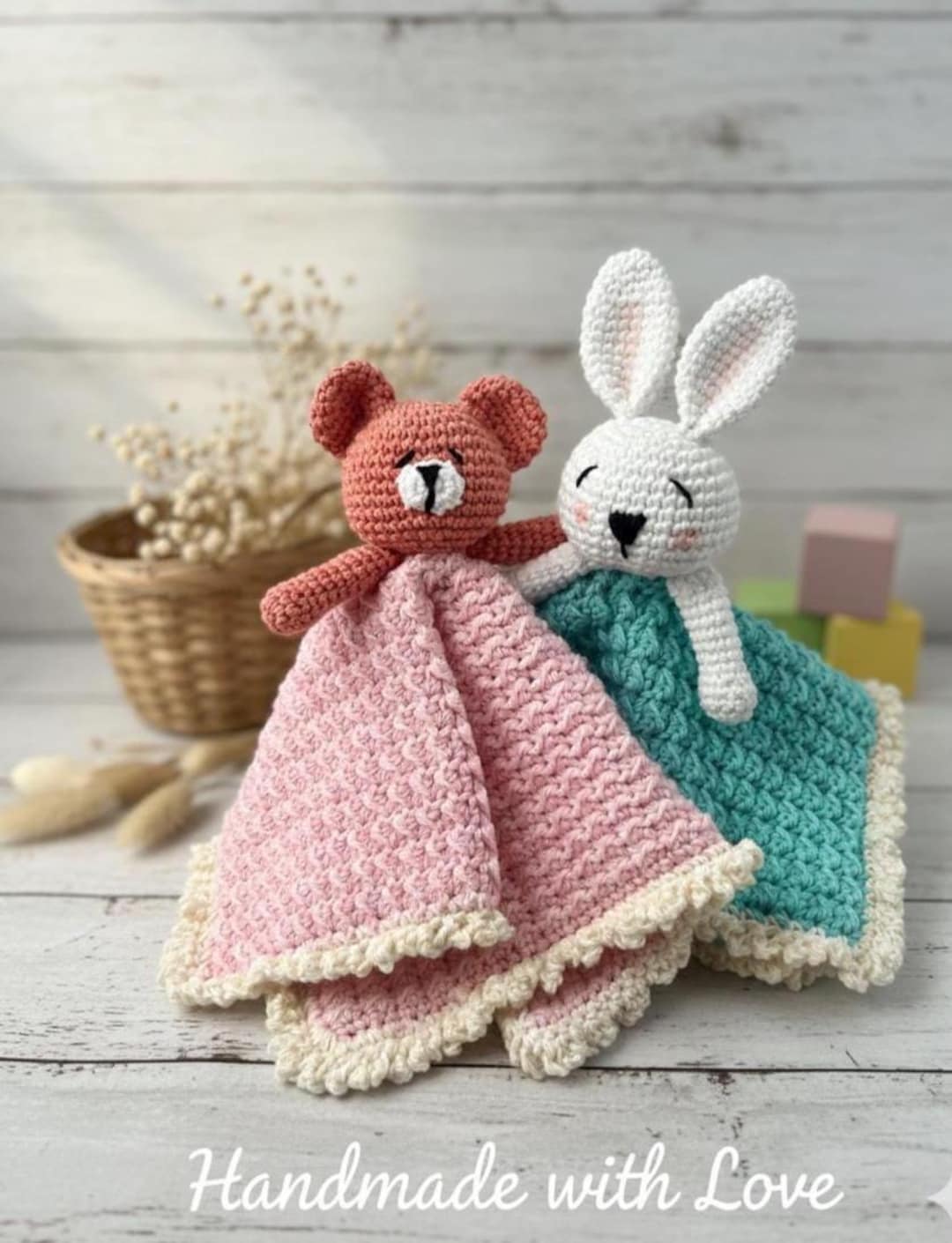 Crochet Baby Lovey Blanket – Handmade Cotton Security Blanket