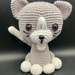 Handmade Crochet Cat – Soft Cotton Toy – Cute Baby Gift or Nursery Decor