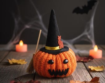 Zucca all'uncinetto in cotone – Decorazione fatta a mano per Halloween e l'autunno