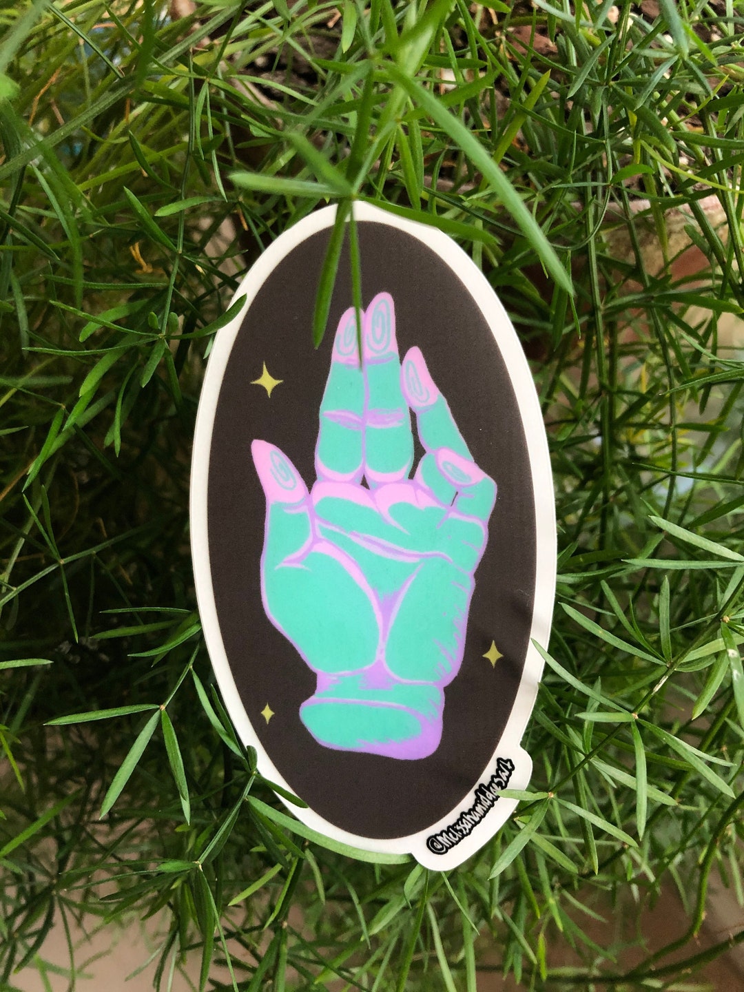 Neon Hand Vinyl Sticker - Etsy