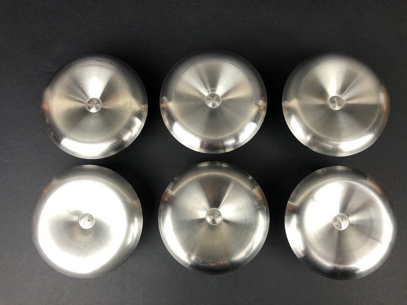 A Set of 6 Mid-Century Modern Brushed Stainless Steel Egg Cups Made By Polaris of Norway image 7