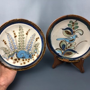 Pair of Ken Edwards Tonala Vintage Mexican Hand-Made 6.75” Plates. Signed.