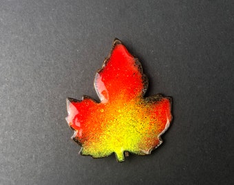 A 1960s Vintage Enamelled Copper Autumn Maple Leaf Brooch