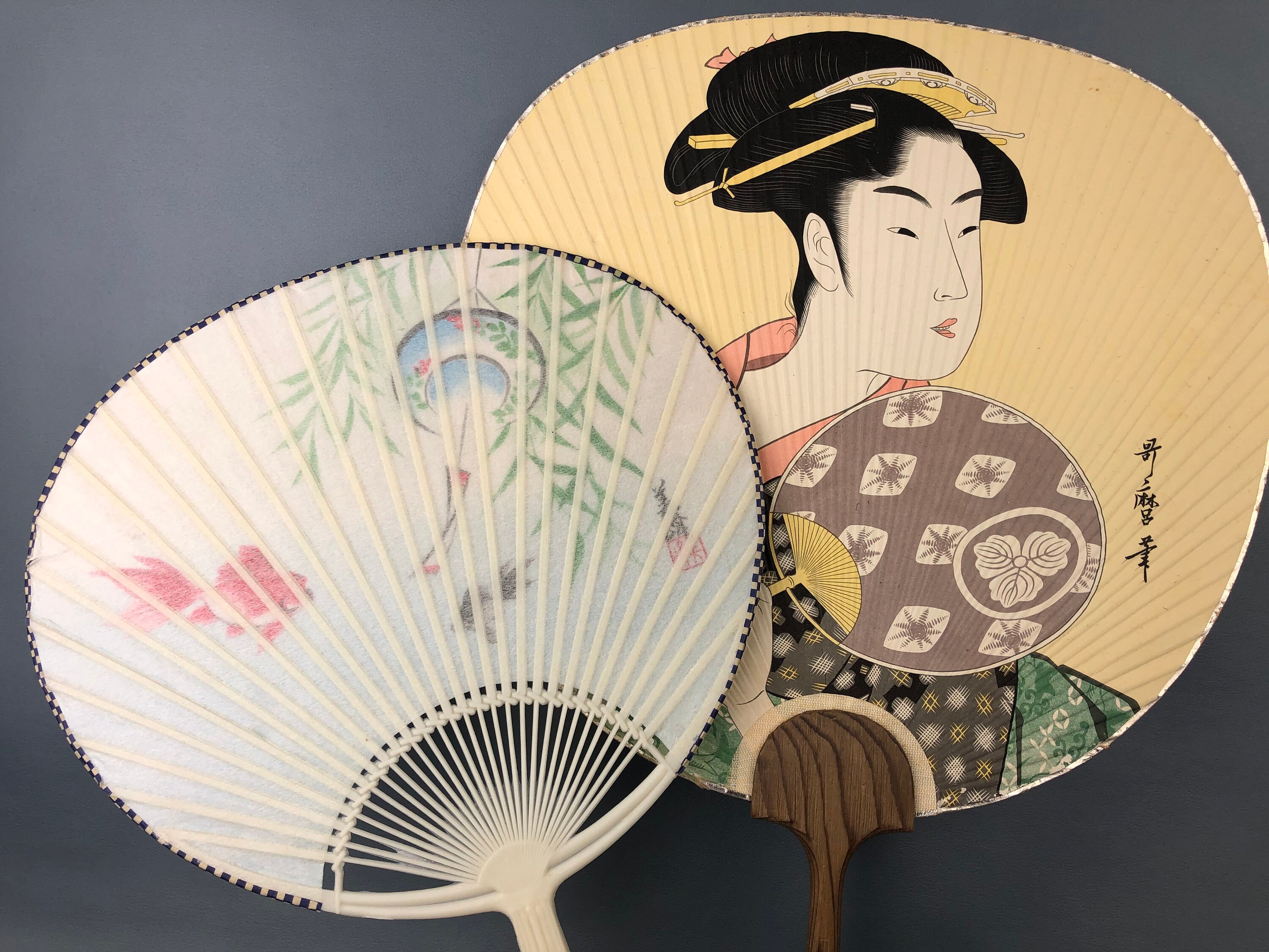 Set of 2 Vintage Japanese Hand Fans - Etsy