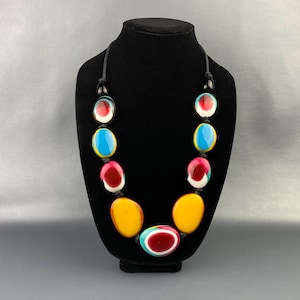 Fabulous Vintage Jackie Brazil Style Colourful Resin Large ‘Riverstone’ Adjustable & Multi-Combination Necklace.