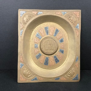 Elephant Handmade Hand-Carved Brass, Copper and Silver Vintage Trinket Tray. Beautifully Made!