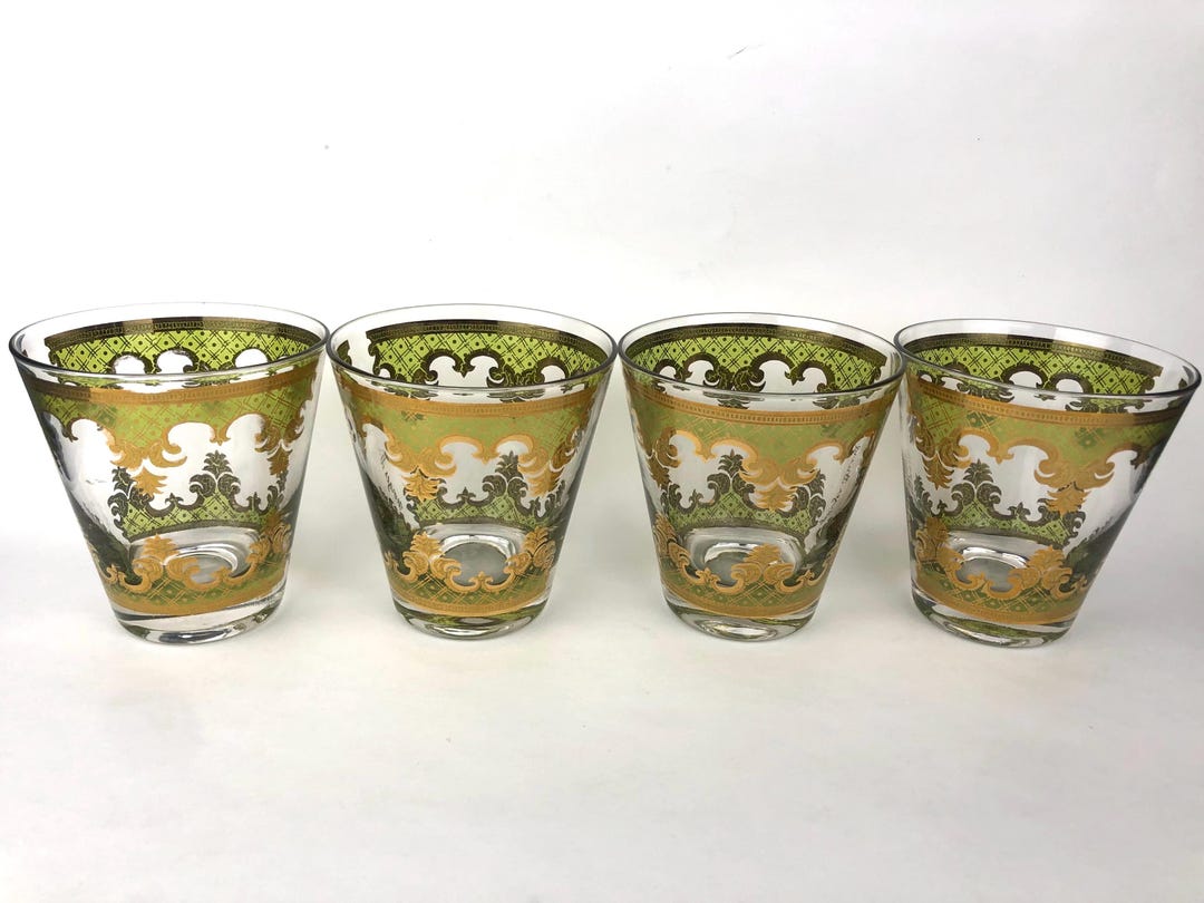 George Briard Vintage Carrara Set of 4 Green & Gold Cosmopolitan ...