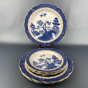 Set of 6 Booths ‘Real Old Willow’  Plates Including 3 Salad Plates & 3 Dinner Plates.