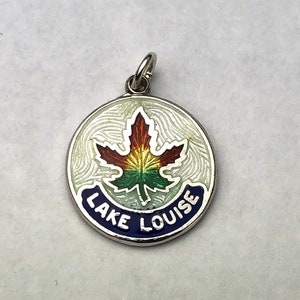 Vintage Sterling Silver Enamelled Lake Louise Canada Pendant/Charm